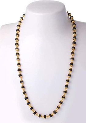 YaaYi Black rudraksha mala with Golden Cap Rudraksha Chain