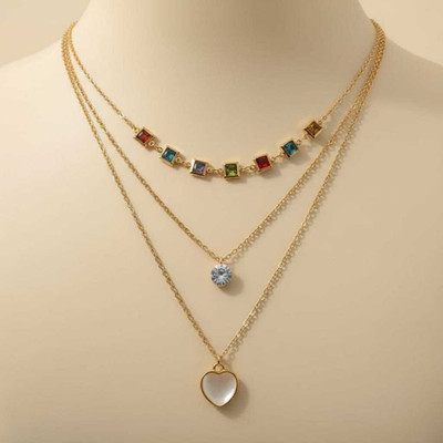 Sparqle Cubic Zirconia Gold-plated Plated Stainless Steel Necklace