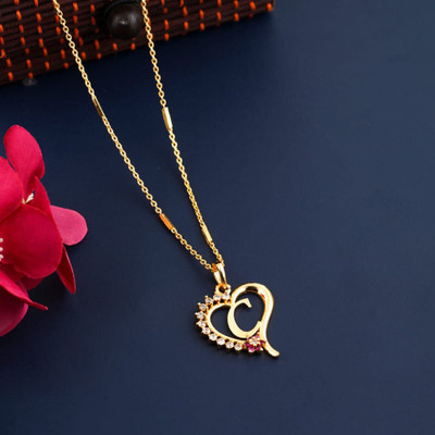 RAXOR Fashionable Latter Pendant Necklaces Perfect for Women With Premium Qaulity Crystal Gold-plated Plated Alloy Necklace