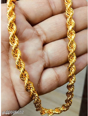 Pitaamaa Designer Stylish Gold Plated Brass Chain (23 INCH)Water & Sweat Proof JGS-137 Gold-plated Plated Brass Chain