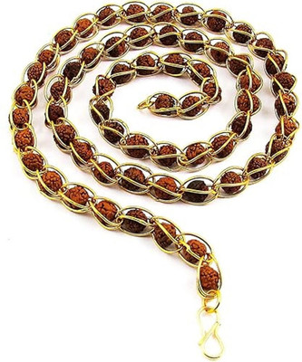 Creative Terry Rudraksha Bead necklace in Gold plated wire cap Design for Men and Women Rudraksha Chain