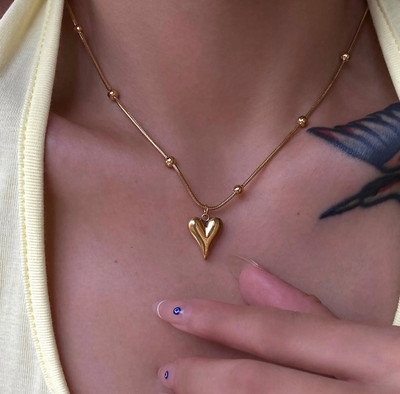 Winnifred Winnifred Anti Tarnish Stainless Steel Gold Heart Nacklace Gold-plated Plated Stainless Steel Necklace