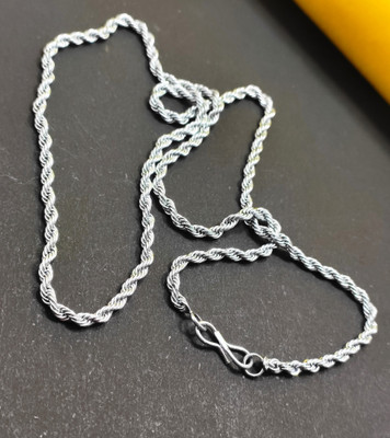 Divyanshi Collection Stylish Silver Plated Unisex Chain Sterling Silver Plated Brass Chain
