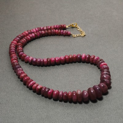 Silver Aura Creations Natural Gemstone Beaded/Pearl Necklace With Attractive Design Ruby Gold-plated Plated Sterling Silver Necklace