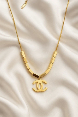 cieloria Bold CC Pendant Necklace For Women Gold-plated Plated Stainless Steel Necklace