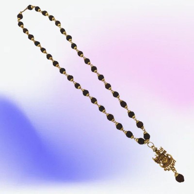 Radhika Collection 5 mukhi rudraksha mala with silver cap Beads Gold-plated Plated Brass, Wood Chain