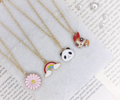 EnlightenMani Adorable Cartoon Characters ~ Pack of 4 Necklaces Gold-plated Plated Alloy Necklace Set