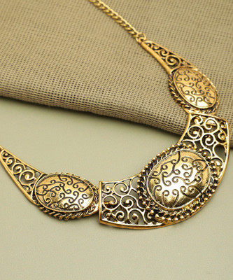 SOHI Gold Plated Party Designer Stone Necklace For Women Gold-plated Plated Alloy Necklace