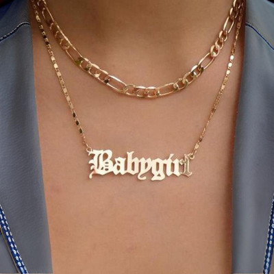 Vembley Special Double Layered Babygirl Pendant Chain Necklace For Her Gold-plated Plated Alloy Necklace