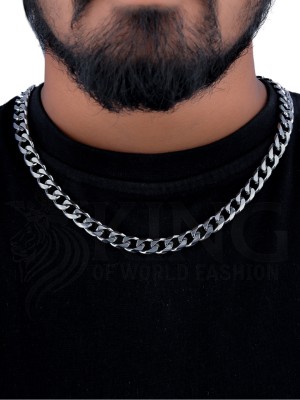 King of World Fashion Mesh chain Stylish 5 mm Heavy Silver Neck Men Chain Silver Plated Alloy Chain