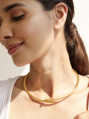 RUBANS Rubans 18KT Gold-Plated Brass Choker Necklace Silver Plated Brass Choker