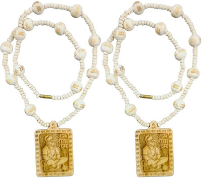 RMCG Traders Bhageshwer Dham Tulsi Mala Hanuman Ji Pendant Kanthi Wood, Ram Naam Beads - 2 Wood Chain