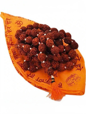 Maharishia Original Rudraksha Mala (6-7 mm) Natural Brown Wood Nepali 5 Mukhi Rosary Mala 108+1 Beads with Gomukhi Jaap Mala Wood Necklace Set Wood Chain