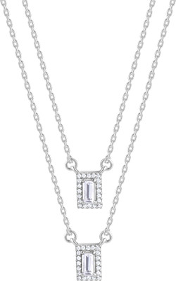 GIVA Zircon Rhodium Plated Sterling Silver Necklace
