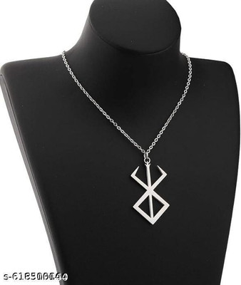 neze Berserker Rune Stainless Steel Pendant Necklace Base Metal Box Chain, Unisex Alloy Chain