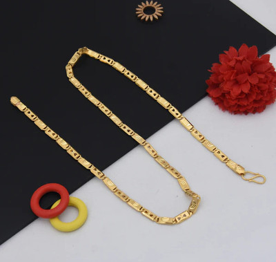 Ganicha 1 gram High Quality Indian Polished “20” Inches Gold Chain for Men and boy Gold-plated Plated Alloy Chain