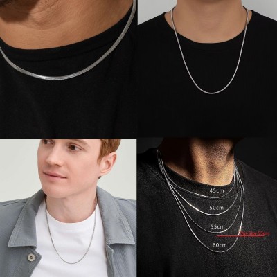 THANU'S CRAFT Trendy Classic Stainless Steel Silver Snack Box Patta Neck Necklace Chain For Silver Plated Stainless Steel Chain