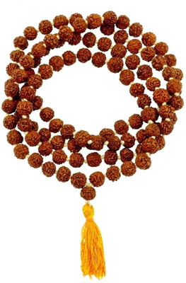 Jewelswonder Rudraksha Pooja Jaap Mal 108 Beads for Puja Astrology (Brown, 6mm) Wood Chain