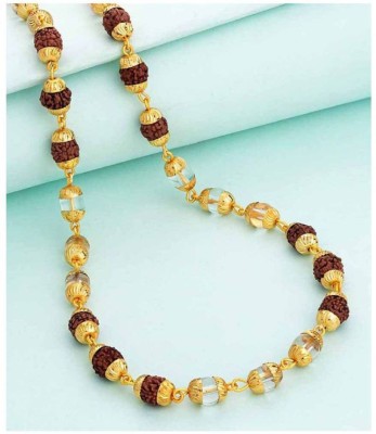 DvR ClicK Rudraksha Crystal Mala Gold-plated Plated Brass Chain