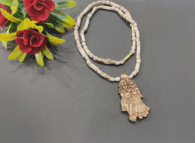 Aurra Stores Tulsi mala with LOCKET Radha krishna (Wood ) Crystal Brass Chain Set