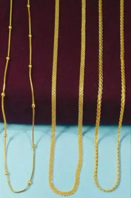 Dev Fashion pack of 3 daily use gold chains Gold-plated Plated Brass Chain