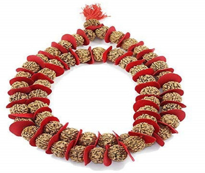 Jewelswonder Kantha 5 Mukhi Big Nepali Rudraksh Beads Mala for Wearing and Worship Beads Wood Chain