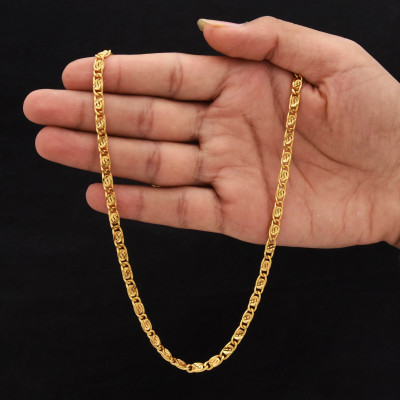 TOYONIX 1 Gram Gold Plated Trendy Design Golden Neck Chain for Boy Men Gold-plated Plated Brass Chain