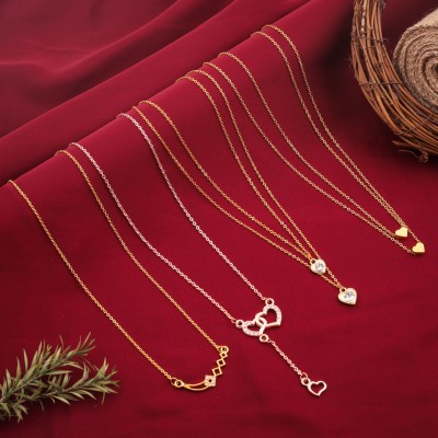 FLAMINGO JEWELS Delfa Combo Of 4 Necklaces Chain For Girls And Womens Gold-plated Plated Alloy Necklace