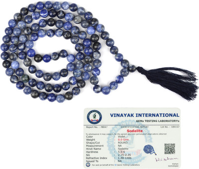REIKI CRYSTAL PRODUCTS Certified AAA Natural Sodalite 8mm 108 Round Bead Jaap Mala/Necklace for unisex Beads Stone, Crystal Necklace