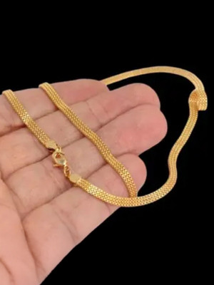 hisa HISA 1 Gram Gold Plated Chain for Men & Women | Brass & Copper Alloy Necklace Gold-plated, Enamel Plated Brass, Copper, Alloy Chain