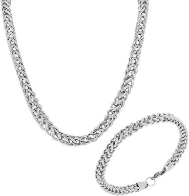 MEENAZ chain for men 2 Silver chain for boys neck chains stylish long necklace for men Rhodium, Platinum, Sterling Silver Plated Metal, Silver, Alloy, Stainless Steel Chain Set