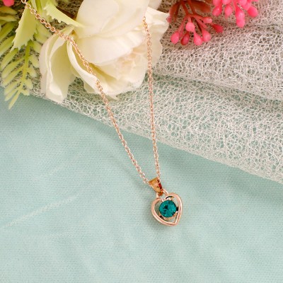 Jewelgenics Gold-Plated Little Green Crystal Heart Charm Pendant Chain Necklace Crystal Gold-plated Plated Alloy Necklace