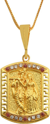 RIYAASHI Gold plated chain with radha krishna pendant necklace for men women unisex Gold-plated Plated Alloy, Steel Chain