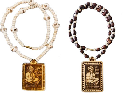 Foxdean ABHIMANTRIT-Bageshwardham Mala Tulsi Mala Wood Necklace