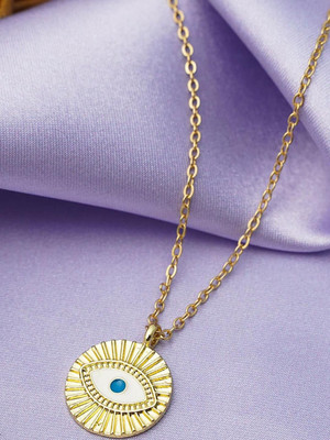 Dressberry Single Layered Blue Evil Eye Round Pendant Necklace Gold-plated Plated Alloy Necklace