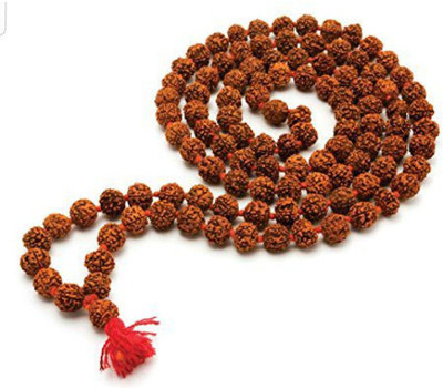 Gouri Poshak Rudraksh Jap Mala, Wood Brown Rudraksha Jaap Mala 109 Beads 8 MM Wood Chain