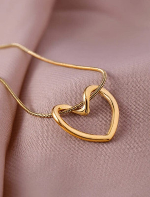 LBTK Golden Heart Pendant and stainless for girl and women Gold-plated Plated Stainless Steel Necklace