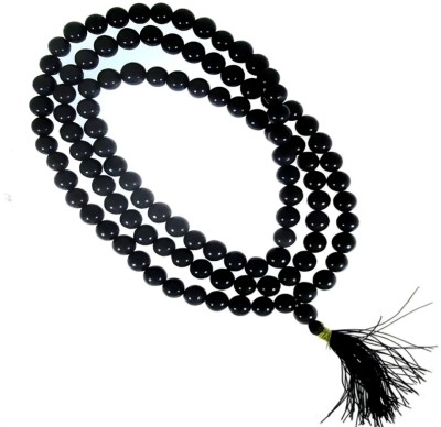 Navdurga Jyotish Kendra Natural Black Hakik Mala 108 +1 Beads Mala Lab Certified Mala (6mm) Agate Stone Necklace