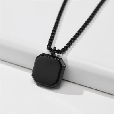 Thrillz Black Chains For Boys Stylish Locket Black Chain Necklace For Men Boys Black Silver Plated Stainless Steel Chain