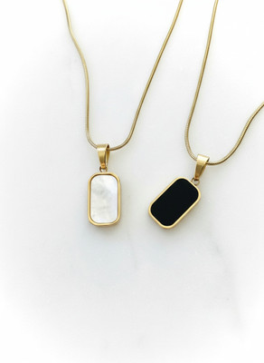 MINIQUE ERA MINIQUE ERA Anti Tarnish Dual sided pendant with gold plated chain Gold-plated Plated Stainless Steel Necklace