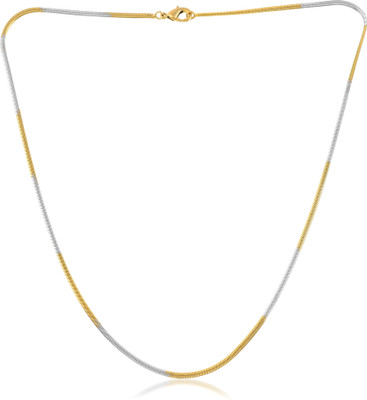 Dzinetrendz Brass Dual tone Gold Silver two tone plating Snake chain necklace Men women Gold-plated, Sterling Silver Plated Brass Chain