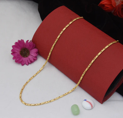 Ourshovi 1 gram High Quality Indian Polished “20” Inches Gold Chain for Men and boy Gold-plated Plated Alloy Chain