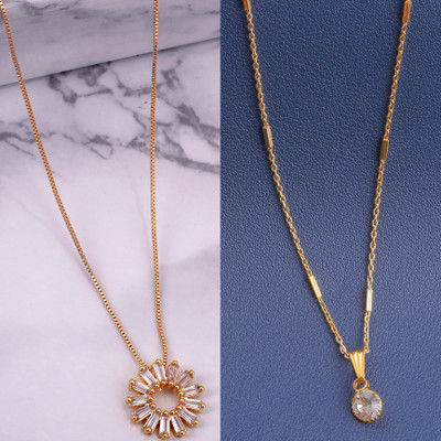 BOGHRA SALES Diamond Gold-plated Plated Alloy Chain Set
