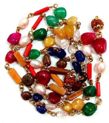 DvR ClicK Dwarka Navratna Mala Stone Necklace Crystal Chain