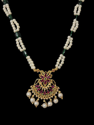 Crystal Chain with Pendent Beads Gold-plated, Brass Plated Alloy Chain