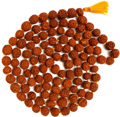 ALAUKIK 5 Mukhi Rudraksha Mala 108 Beads Wood Chain