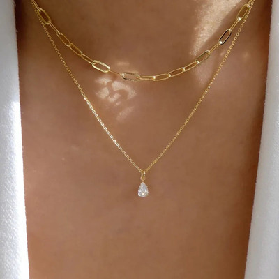 Lukaya Fashion Avina Dainty Necklace Crystal Gold-plated Plated Alloy Necklace