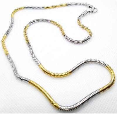 Thrillz Fashion Frill Two Tone Stainless Steel Snake Design Chain For Men Boys Gold-plated Plated Stainless Steel Chain