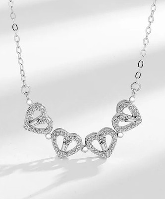 Vembley Love Heart And Four Leaf Clover Magnetic Pendant Silver Necklace Stainless Steel Necklace
