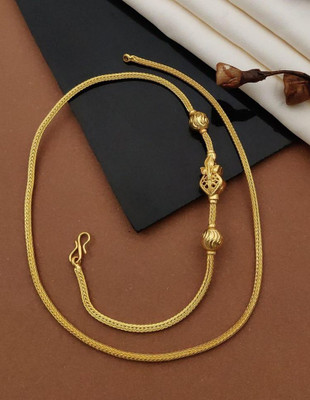 Nisrix Gold Plated Traditional South Indian Thali Kodi Chain with Leaf Mopu Gold-plated Plated Brass Chain